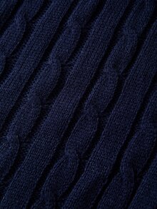 SHEIN LUNE 大尺碼女款純色V領休閒日常外出針織開襟衫 冬季 - 藏蓝色 - 查看 7