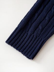 SHEIN LUNE 大尺碼女款純色V領休閒日常外出針織開襟衫 冬季 - 藏蓝色 - 查看 6