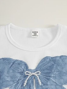 Set Baju Sekolah Musim Panas 2 Potong/Set untuk Anak Perempuan Remaja, Leher Bulat, Warna Biru Muda dan Putih, Pakaian Kembali ke Sekolah untuk Anak Perempuan - Baby Blue - View 5