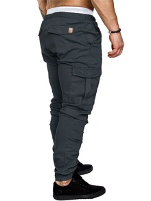 Manfinity Roughcore Herrbyxor med dragsko i midjan, casual och mångsidiga vardagsbyxor - Mörkgrå - Visa 2