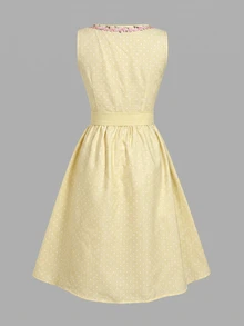 Fairmaia German Traditional Women's Contrast Lace Tie-Up Dress - Yellow - View 5