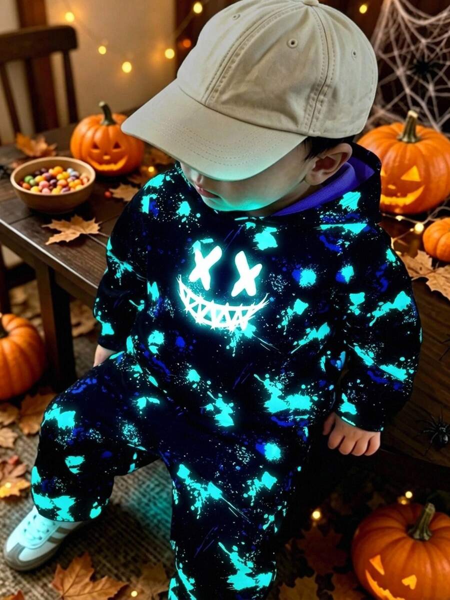 Bubblio Kids Young Boys Casual Minimalist Fashion Classic Warm Comfortable Pattern Daily Wear Knit Long Sleeve Sweatshirt Set Suitable For Autumn/Winter