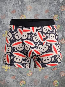 Paul Frank X SHEIN Men's Cartoon Print Casual Flat-Front Shorts - Black - View 1