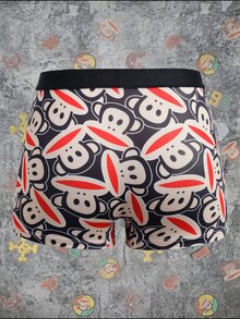 Paul Frank X SHEIN Men's Cartoon Print Casual Flat-Front Shorts - Black - View 2