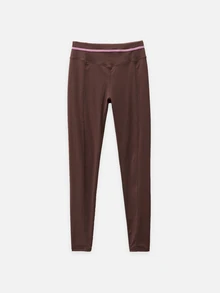 Nöista Part Of A Set, Leggings For Fall Winter Active Wear, Waist With V Shape And Piping In Contrast Color, Comfortable Fabric, Perfect For Yoga And Barre. - Brown - View 7