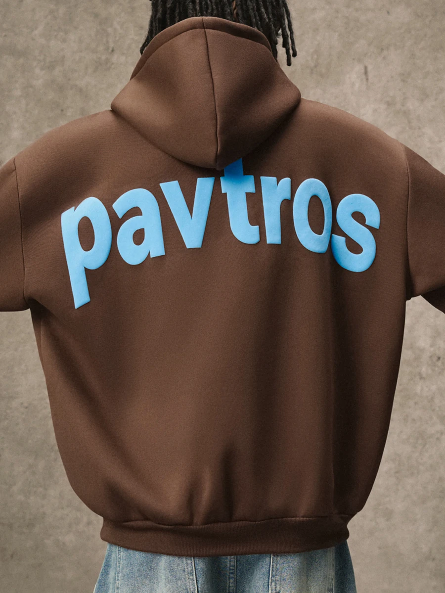 PAVTROS Loose Street Style Sweatshirt, Summer Urban Casual Sweatshirt, Incorporating Internet Slogans And Digital Culture Elements, Unisex/Couple Style - Coffee Brown - View 1
