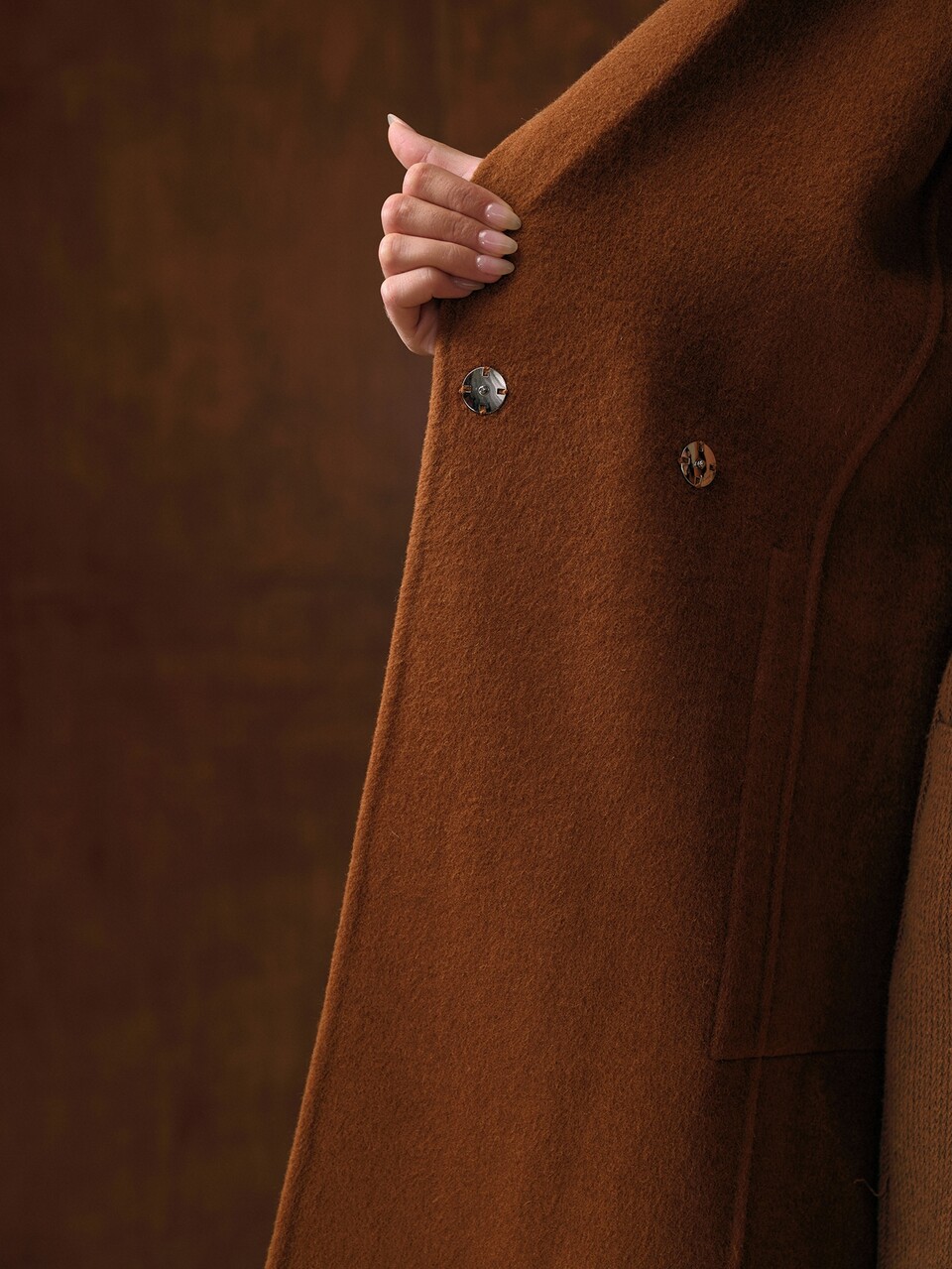 MOTF WOMEN'S AUTUMN/WINTER DOUBLE-SIDED WOOL TWO-TONE LONG LAPEL COLLAR OVERCOAT
