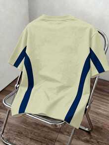 Daypath Men's Summer Casual Colorblock Patchwork Letter Print T-Shirt, Holiday - Apricot - View 2