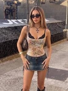 SHEIN ICON Vintage Sexy Floral Print 2 In 1 Camisole Golf Pastal Summer - Multicolor - View 1
