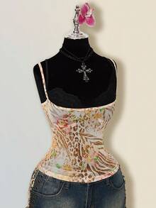 SHEIN ICON Vintage Sexy Floral Print 2 In 1 Camisole Golf Pastal Summer - Multicolor - View 8