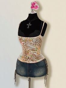 SHEIN ICON Vintage Sexy Floral Print 2 In 1 Camisole Golf Pastal Summer - Multicolor - View 5