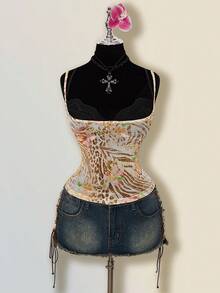 SHEIN ICON Vintage Sexy Floral Print 2 In 1 Camisole Golf Pastal Summer - Multicolor - View 4