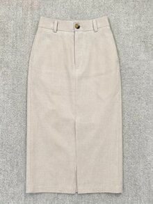 SHEIN 女款兩件式辦公套裝，休閒時尚寬鬆長袖襯衫搭配優雅專業通勤修身開衩裙，老錢風鄉村美學慵懶氛圍，四季皆宜 - 彩色 - 查看 8
