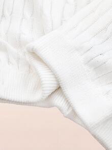 Amplova Women's Elastic Waist Cable Knit Casual Flare Leg Pants - Apricot - View 12