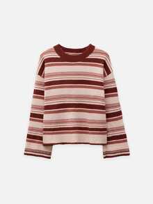 Nöista Soft Striped Crewneck Knit Sweater With A Relaxed Fit, Perfect For Seasonal Autum Winter Layering.. - Red - View 6