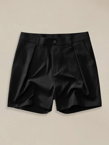 EASEVO Plus Size Men's Letter Print Drawstring Waist Woven Casual Straight Leg Shorts - Black - View 2