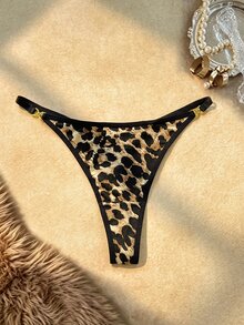 Bare Chapter 1pc Fashion Women's Leopard Print Metal Buckle Triangle Panties - Multicolor - View 2