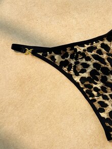 Bare Chapter 1pc Fashion Women's Leopard Print Metal Buckle Triangle Panties - Multicolor - View 3