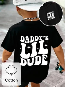 Baby Boy Casual Alt Text Print Short Sleeve T-Shirt, Summer Holiday Party Black And White - Black - View 9