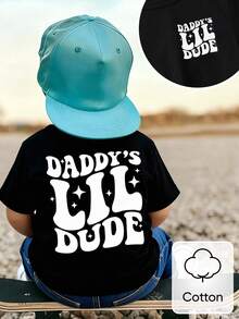Baby Boy Casual Alt Text Print Short Sleeve T-Shirt, Summer Holiday Party Black And White - Black - View 7