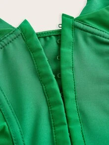 SHEIN ICON Y2k Clothes  Lace Top Corset Top Club Tops Patchwork Cups Double Strap Metal Button Decorated Women Camisole - Olive Green - View 4