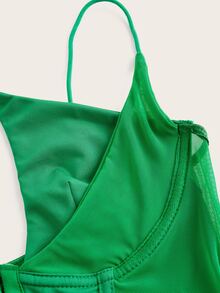SHEIN ICON Y2k Clothes  Lace Top Corset Top Club Tops Patchwork Cups Double Strap Metal Button Decorated Women Camisole - Olive Green - View 3
