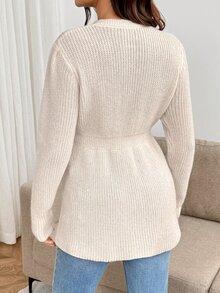 SHEIN Maternity Solid Color Casual Versatile Daily Wear Long Sleeve Sweater Winter - Apricot - View 5