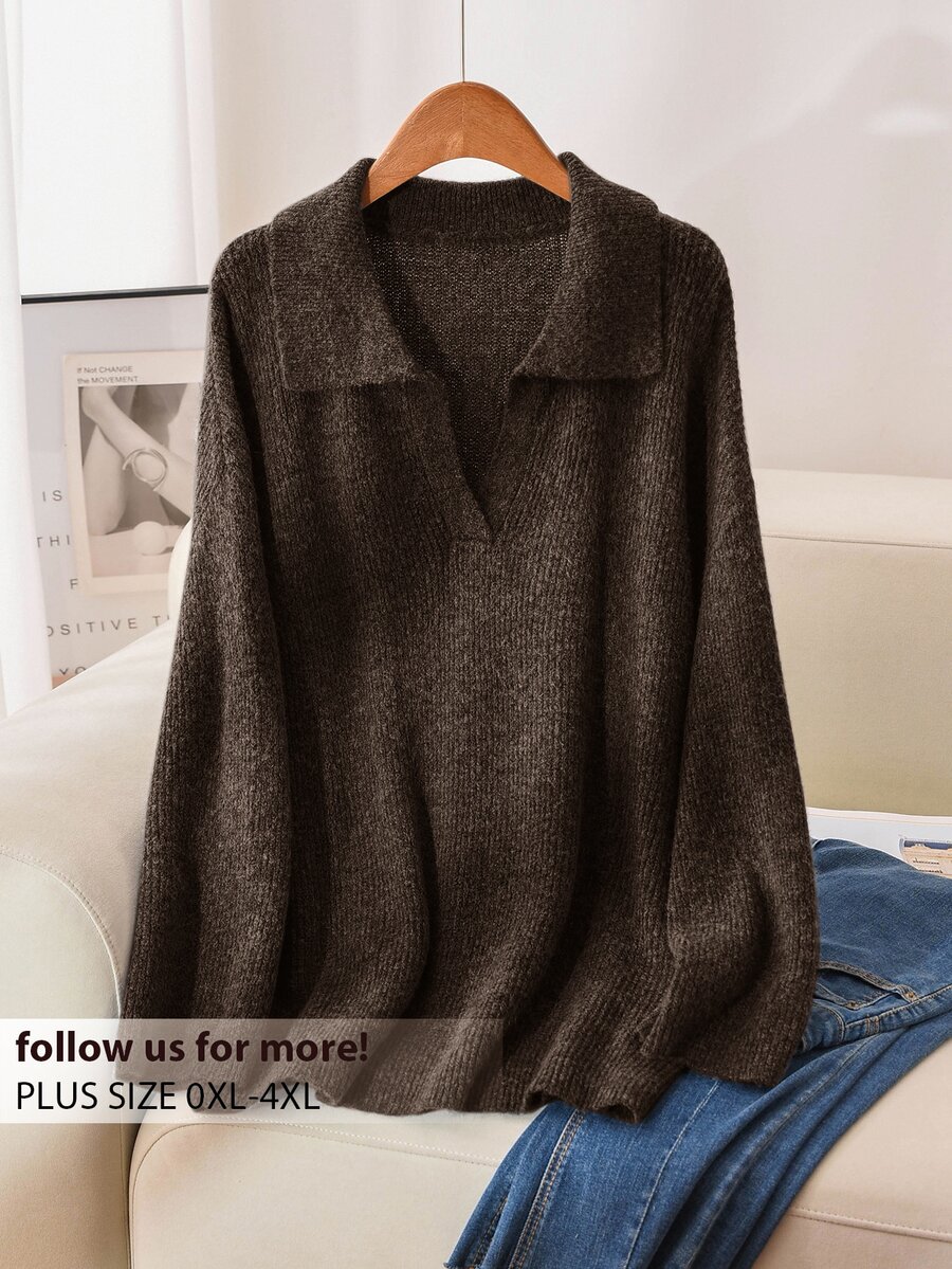 CosyJoli Plus Size Women Turtleneck Dropped Shoulder Long Sleeve Casual Loose Pullover Sweater, Autumn/Winter Brown - Mocha Brown - View 1