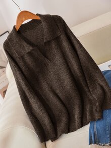 CosyJoli Plus Size Women Turtleneck Dropped Shoulder Long Sleeve Casual Loose Pullover Sweater, Autumn/Winter Brown - Mocha Brown - View 4