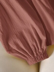 CosyJoli 大尺碼女款純色V領休閒優雅正式百搭日常夜店約會辦公室外出襯衫 教師節 灰藍色 秋冬 - 紅木色 - 查看 5