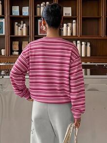 Muchica Women's Striped Colorblock Casual Everyday Long Sleeve Sweatshirt - White - View 2