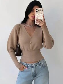 Firerie Women Sweaters.Autumn And Winter Office Brunch Khaki French Elegant French Cozy Sweater - Khaki - View 3