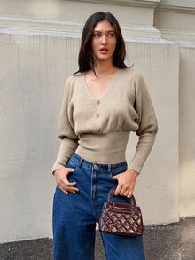 Firerie Women Sweaters.Autumn And Winter Office Brunch Khaki French Elegant French Cozy Sweater - Khaki - View 6