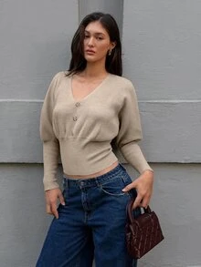 Firerie Women Sweaters.Autumn And Winter Office Brunch Khaki French Elegant French Cozy Sweater - Khaki - View 4