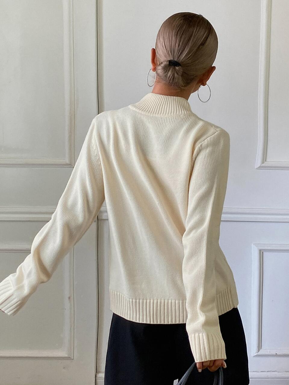 Women's Fashion Versatile Cable Knit Zip-Up Cardigan Fall