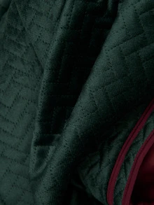 Nöista Dark Green Quilted Jacket, Burgundy Piping, Mao Collar, Button Up At Front .Autum, Fall, Winter, Layering, Back To School, Office. - Dark Green - View 8