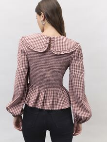 Nöista Shirt With A Ruffled Collar. Fitted. Cute Youthful.Slim Fit.Simple. Comfortable, Casual, Suitable For Fall/Winter,. - Dusty Pink - View 2