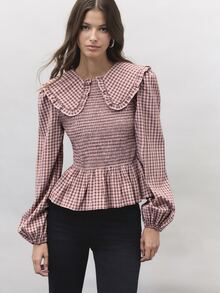 Nöista Shirt With A Ruffled Collar. Fitted. Cute Youthful.Slim Fit.Simple. Comfortable, Casual, Suitable For Fall/Winter,. - Dusty Pink - View 3