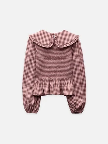 Nöista Shirt With A Ruffled Collar. Fitted. Cute Youthful.Slim Fit.Simple. Comfortable, Casual, Suitable For Fall/Winter,. - Dusty Pink - View 8