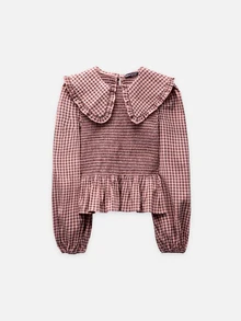 Nöista Shirt With A Ruffled Collar. Fitted. Cute Youthful.Slim Fit.Simple. Comfortable, Casual, Suitable For Fall/Winter,. - Dusty Pink - View 7