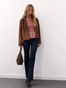 Nöista Plaid, Pleated Long-Sleeved Shirt ,Ruffle, Retro,Pastoral , Youthful,Comfortable Breathable, Essential Wardrobe Staple. Fall Winter, Elegant, - Red - View 7