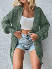 EURMUSE Women's Fashion Versatile Single-Breasted Long Sleeve Knit Cardigan, Preppy Style - Mint Green - View 5