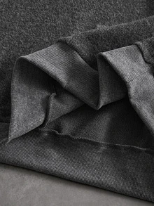 HUEFORM Men's Old Money Loose Fit Hoodie,The Slub-Textured Fabric Has A Feel Similar To A Knitted Sweater And Features An Embroidered Design Essentials Men - Dark Grey - View 3