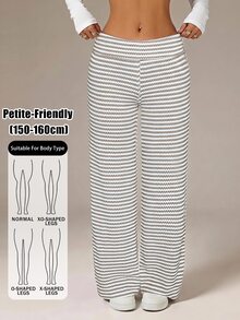 SHEIN PETITE 女款簡約拼色休閒長褲，適合日常穿著 - 彩色 - 查看 4
