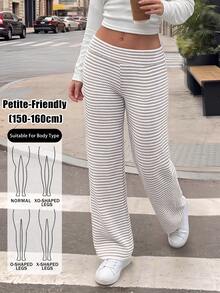 SHEIN PETITE 女款簡約拼色休閒長褲，適合日常穿著 - 彩色 - 查看 1