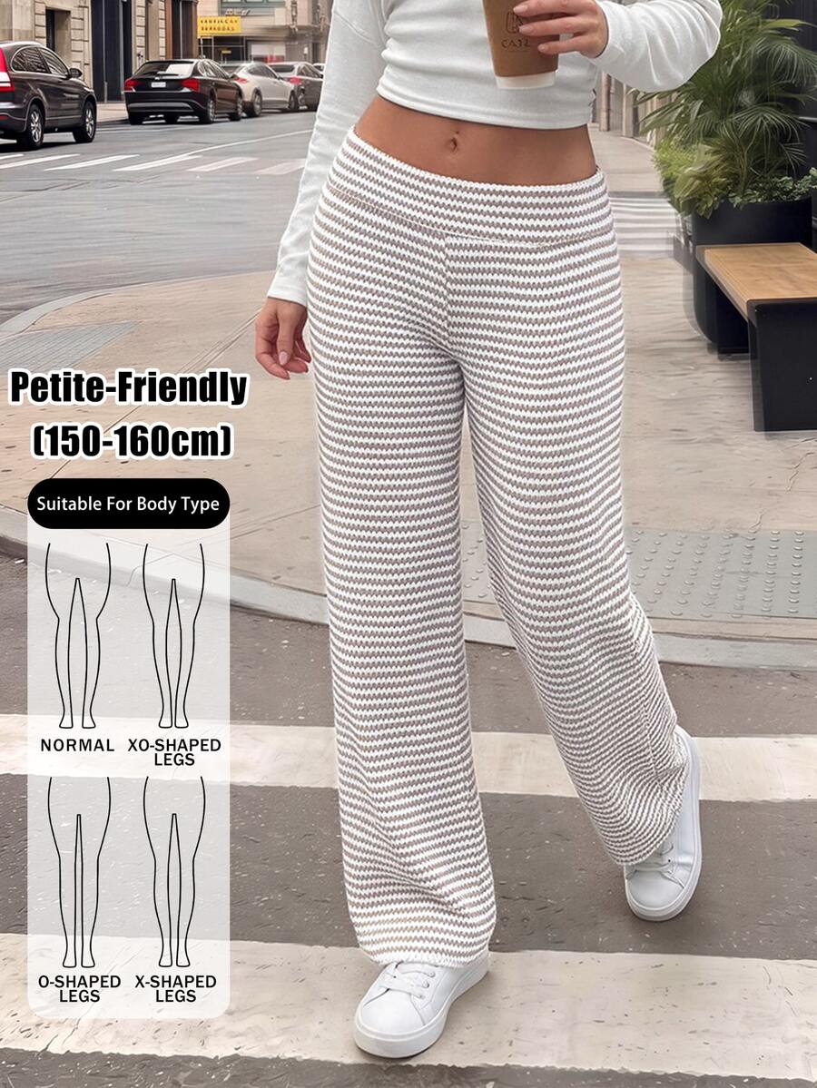SHEIN PETITE 女款簡約拼色休閒長褲,適合日常穿著 - 彩色 - 查看 1