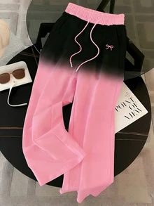 Resyla Regular Fit Crew Neck Short Sleeve T-Shirt + Straight Leg Pants With Slant Pockets - Pink - View 4
