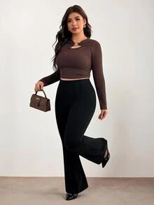 Enliva Plus Size Leggings - Black - View 8