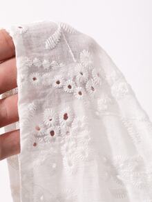 Livesso V-Neck Elegant Lace Blouse, Oblique Placket Short Sleeve, Plus Size Women White Shirt, Spring/Summer - White - View 3