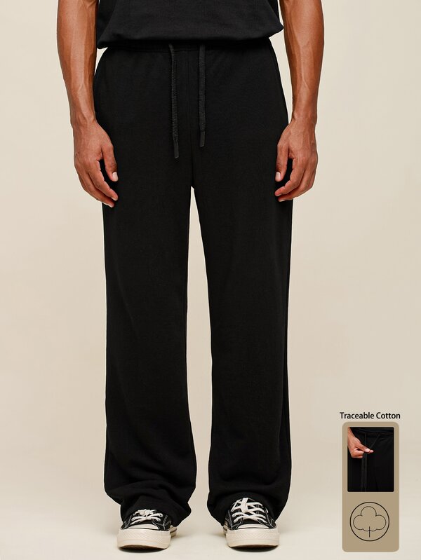 OTTIMOZO Men's Straight Knit Pants, Loose Fit Casual Sweatpants, Versatile For Spring And Autumn